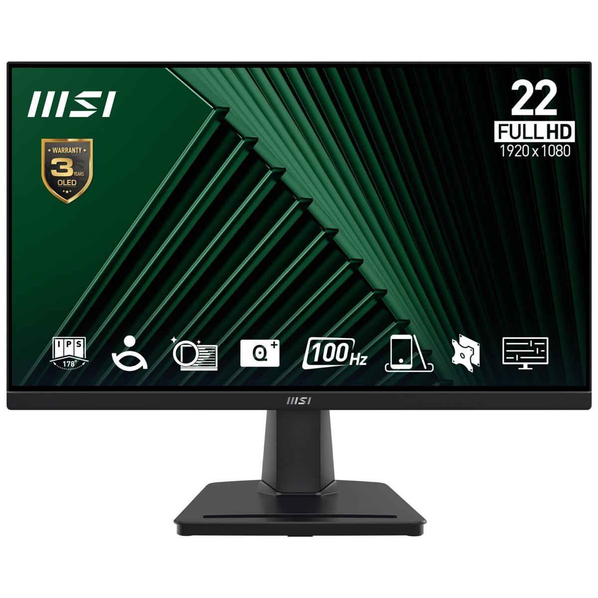 MSI MONITOR 22" LED FULL HD 100HZ 1MS VGA/HDMI LESSBLUE LIGHT MP225V