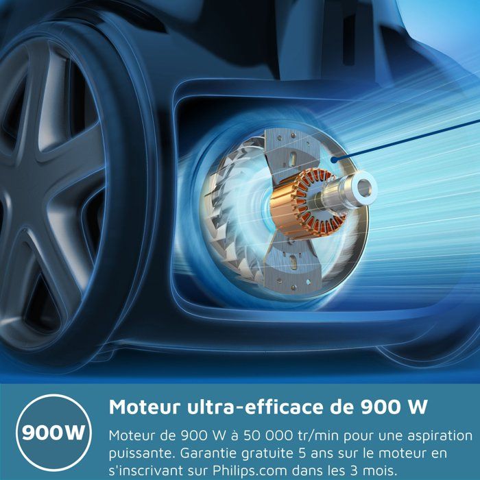 Aspirapolvere senza sacco - PHILIPS FC9331/09 - 900 W - 1,5 L - Nero e blu intenso