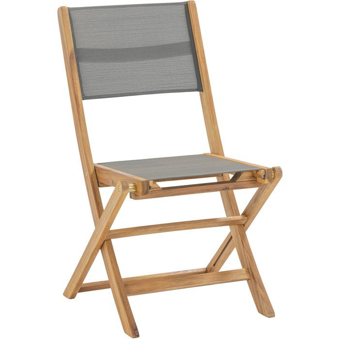 Set di 2 sedie in legno di acacia FSC e textilene - Grigio