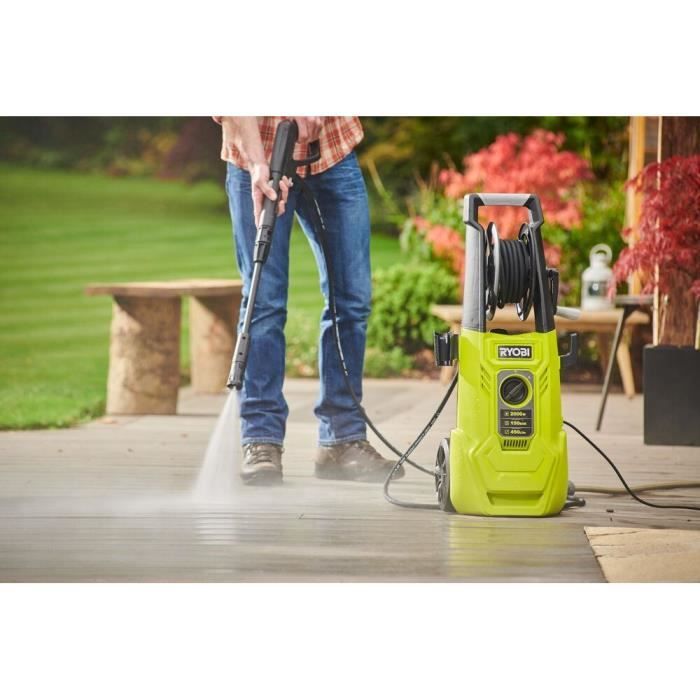 Cleaner ad alta pressione 2000 W 150 bar 450 L - 8M flessibile, bobina, serbatoio da 0,9 L, lance (vario -turbo), spazzola rotante