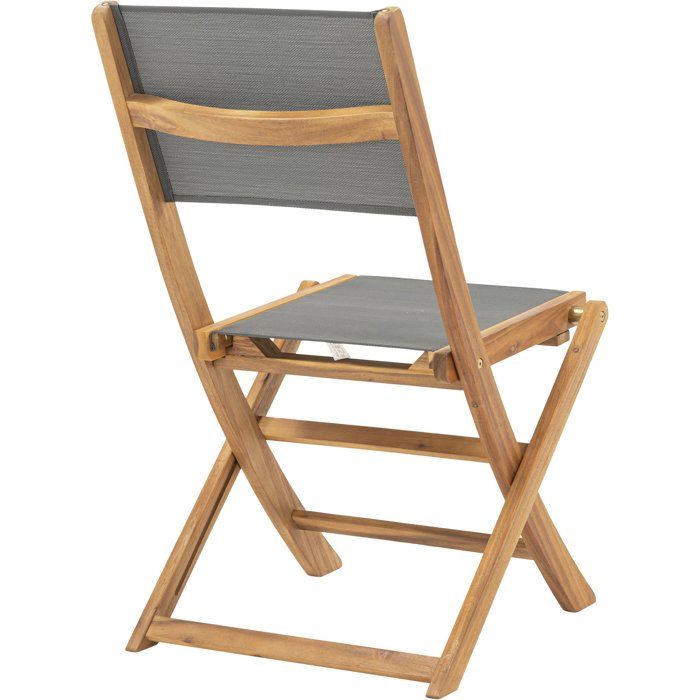 Set di 2 sedie in legno di acacia FSC e textilene - Grigio
