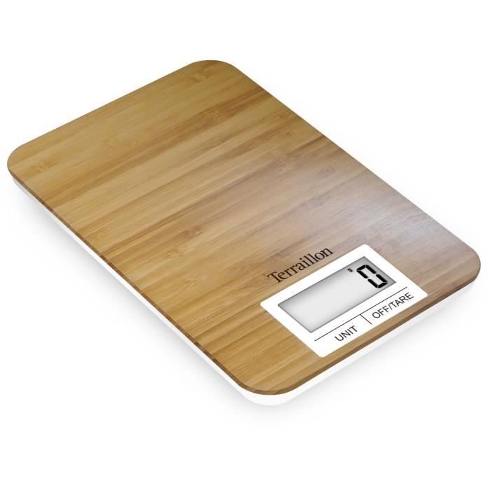 Bilancia da cucina elettronica - TERRAILLON - BAMBOO - Portata 3 Kg - Piano in Bambù