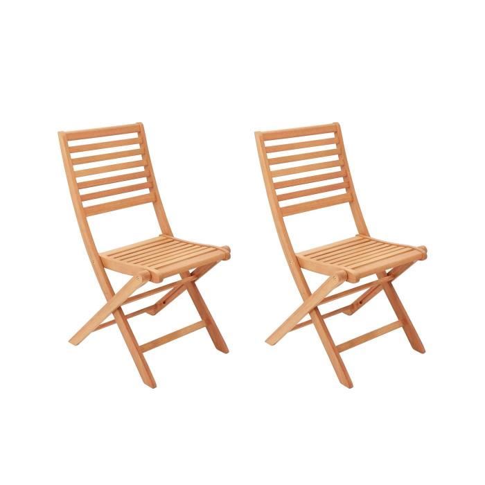Set di 2 sedie pieghevoli da giardino in eucalipto FSC - 57,5x46,5x90cm