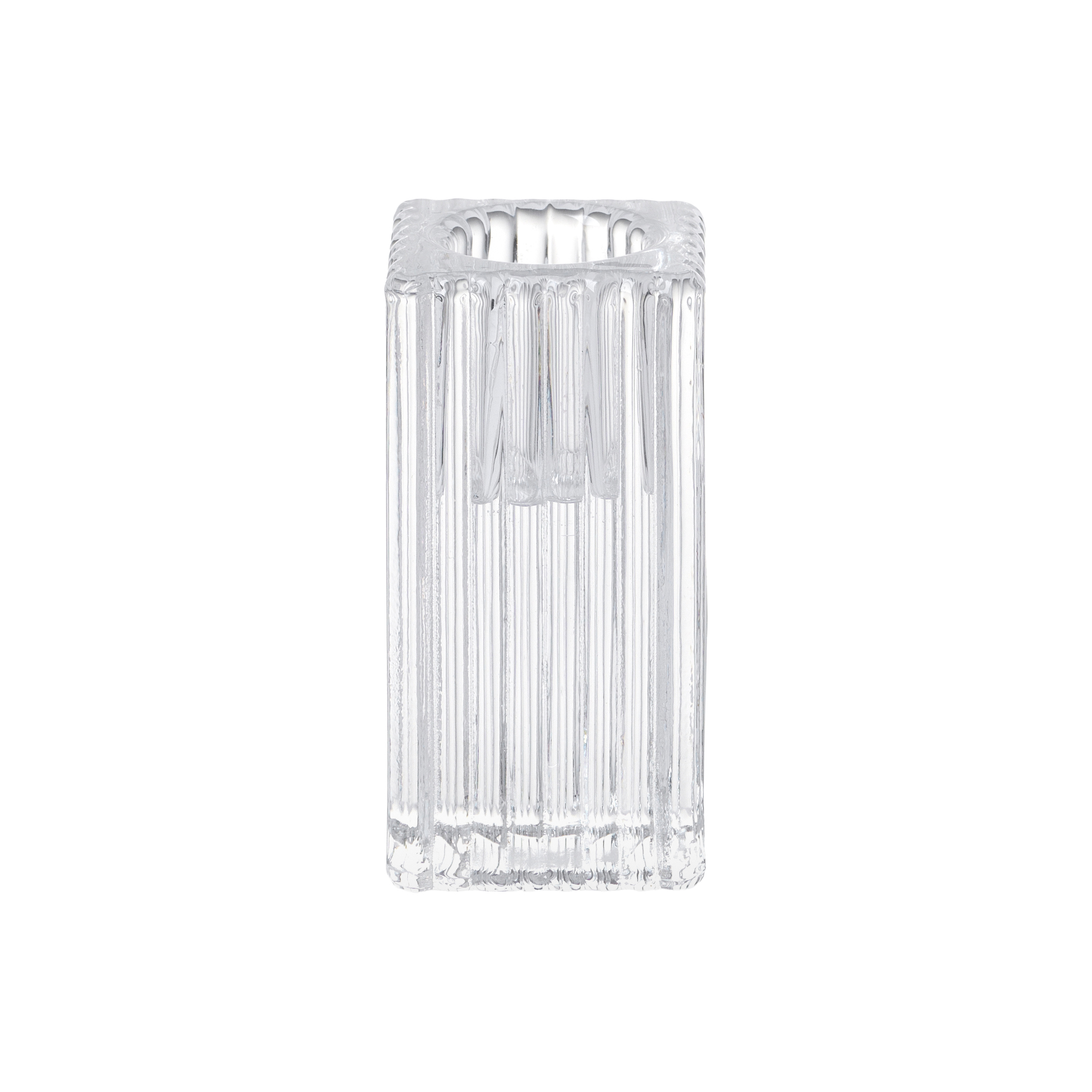 Set 6 candelabri in glass rigato trasparente 4 x 4 x h 7,5 cm - Floreal