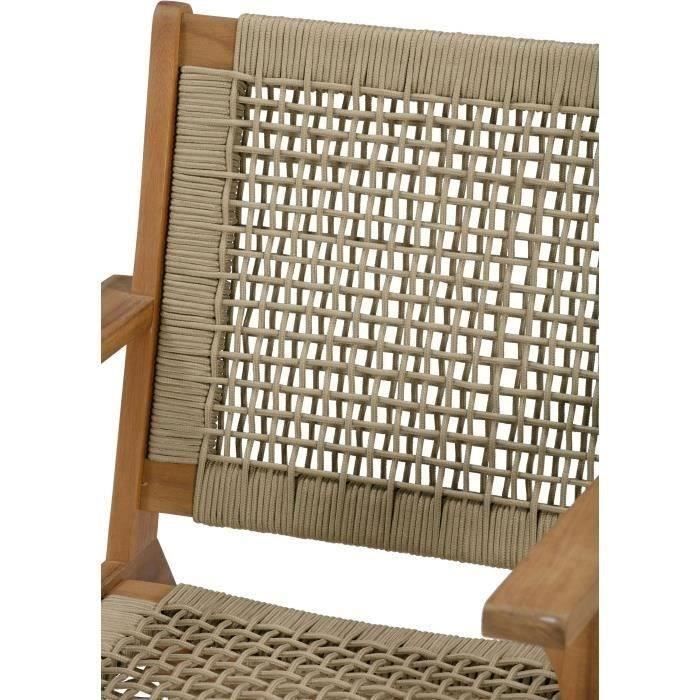 Poltroncina bassa in legno FSC Acacia e resina intrecciata - 1 persona - Merida - Verde oliva