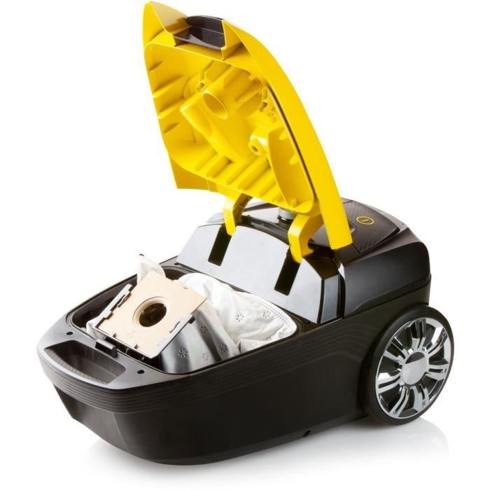 DOMO DO7294S - Aspirapolvere a bidone con sacco - 5L - Filtro HEPA H13 - 73dB - Potenza di aspirazione regolabile - Tubo in metallo 90cm