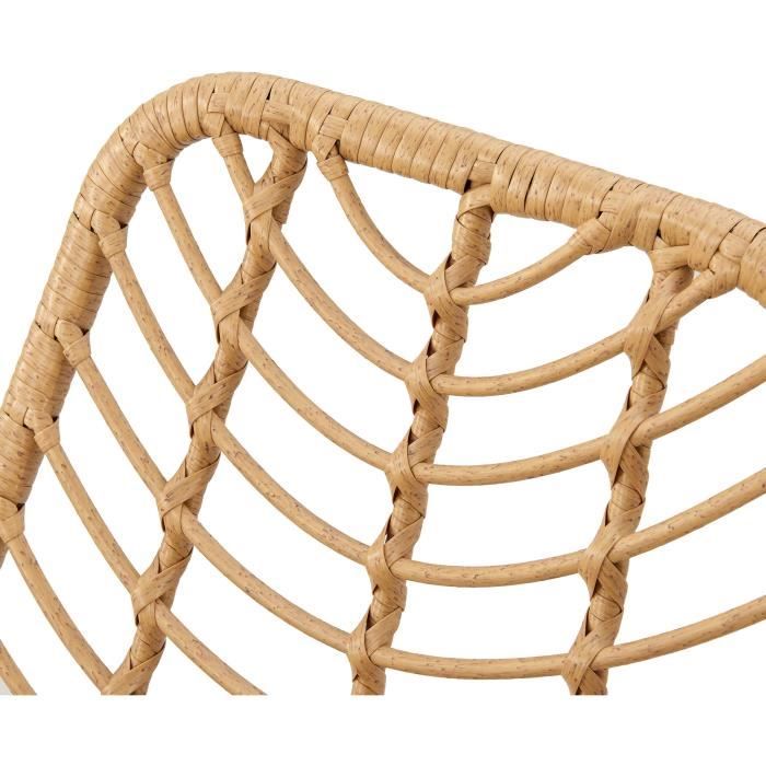 Set di 2 sedie da giardino - Simil rattan naturale - Struttura in acciaio - L63,5 x A 86 x P 48 cm