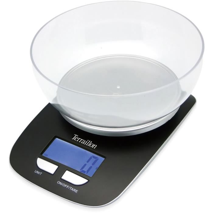 Bilancia da cucina elettronica - TERRAILLON - Classic Bol - Capacità 5 kg - Display retroilluminato - Ciotola da 1,5 L