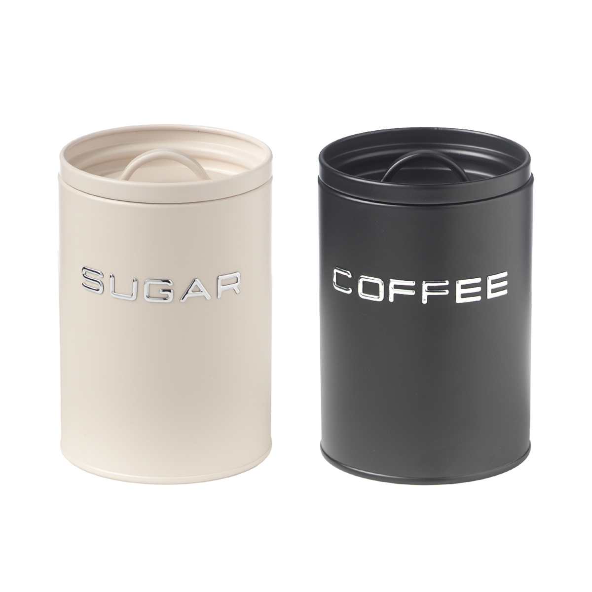 Set 2 barattoli zucchero - caffè con chiusura ermetica Ø 11 x h 16 cm - Vintage