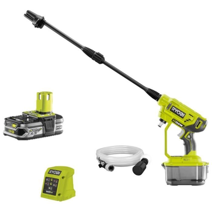 Pistola ad alta pressione a batteria RYOBI ONE+ 18V RY18PW22A-125 - 22 bar - 182 L - 1 batteria 18V 2,5 Ah e 1 caricatore 1,5 A
