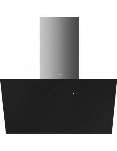 Cappa cucina a muro Smeg 90 CM 164W A LUCE LED NERO/INOX KICV90BL2