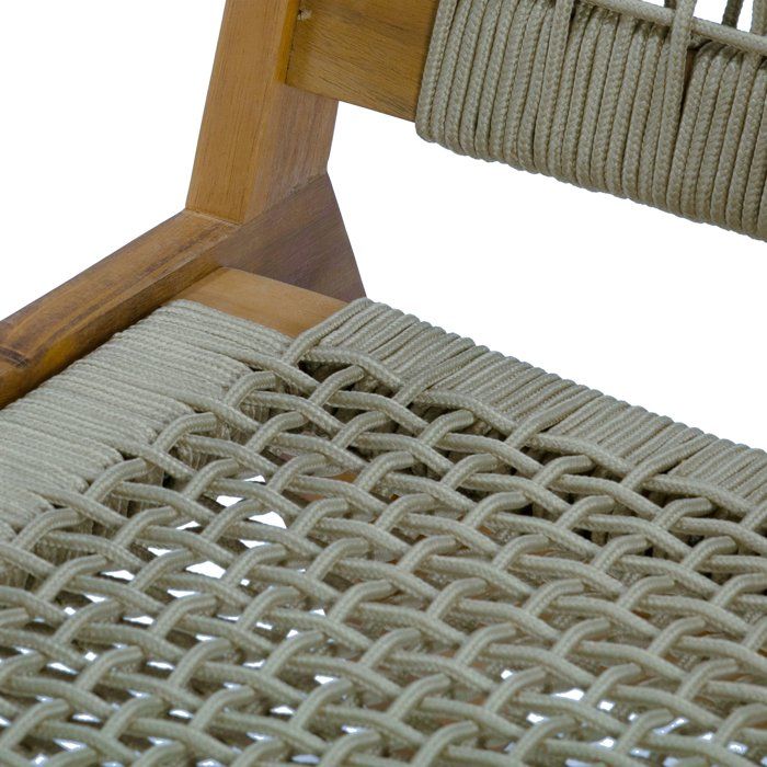 Poltroncina bassa in legno FSC Acacia e resina intrecciata - 1 persona - Merida - Verde oliva