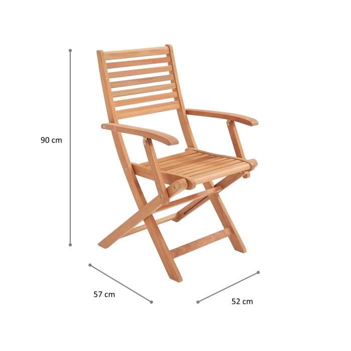 Set di 2 sedie da giardino pieghevoli in eucalipto FSC - 57,5x56x90cm