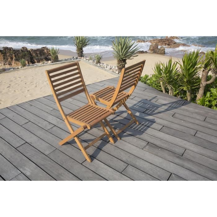 Set di 2 sedie pieghevoli da giardino in eucalipto FSC - 57,5x46,5x90cm