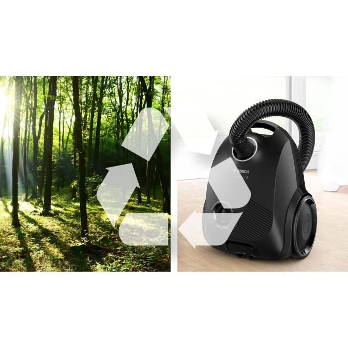 BOSCH GL20S Nero - Aspirapolvere con sacco - 600 W - Livello sonoro 80 dB