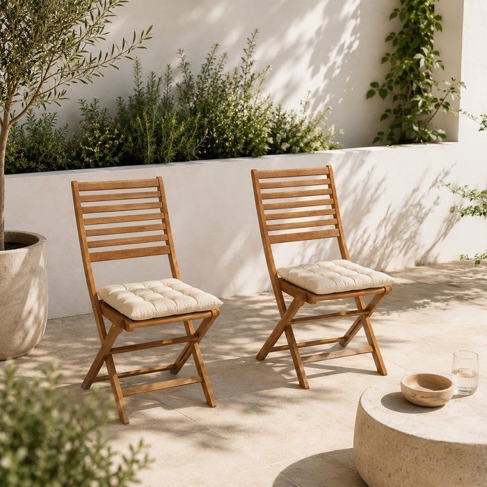 Set di 2 sedie pieghevoli da giardino in eucalipto FSC - 57,5x46,5x90cm