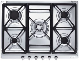 Piano cottura a gas Smeg  5 fuochi 70/75CM INOX SE70SGH-5