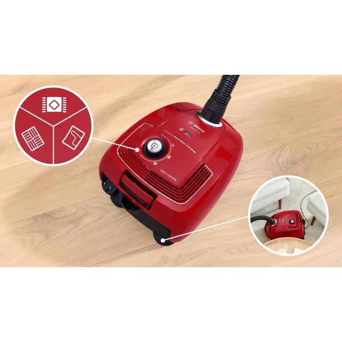 Bosch GL38 - aspirapolvere con borsa - 600 W - 79 dB - (H) EPA - 10m - 4 L Bag - Variatore di potenza