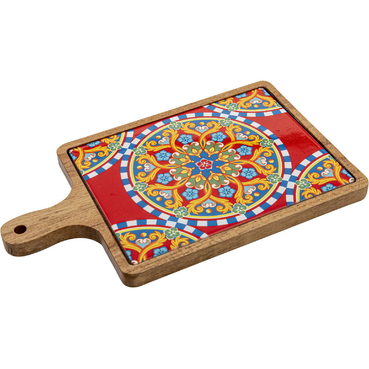 Tagliere formaggio con base in legno e d inserto in ceramica 29 x 17 cm - Etna