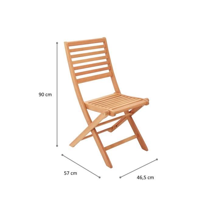 Set di 2 sedie pieghevoli da giardino in eucalipto FSC - 57,5x46,5x90cm