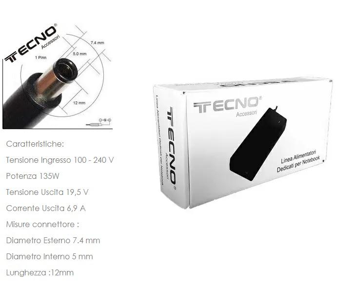 TECNO ALIMENTATORE NOTEBOOK 135W PER NB HP 19,5V/6,9A 7059