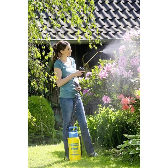 GLORIA - Prima 5 Comfort - Atomizzatore a pressione 5L con lancia e ugello in ottone e tubo spiralato 2m50