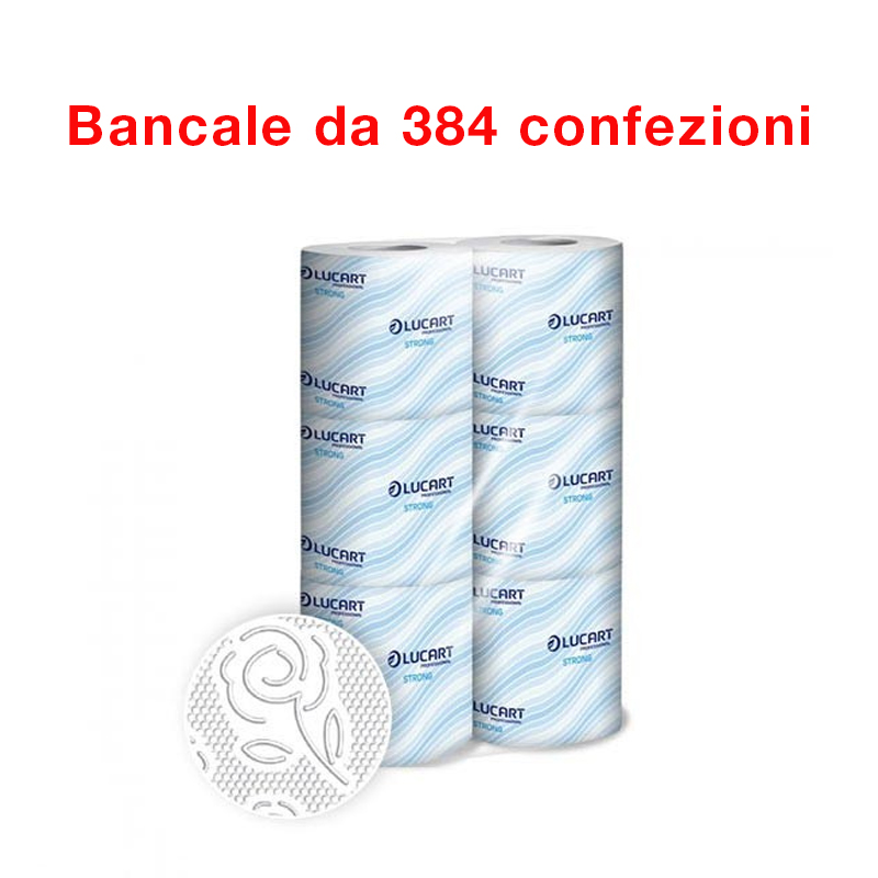 Bancale da 192 confezione di 6 rotoli ciascuna di carta igienica fascettata Strong Lucart
