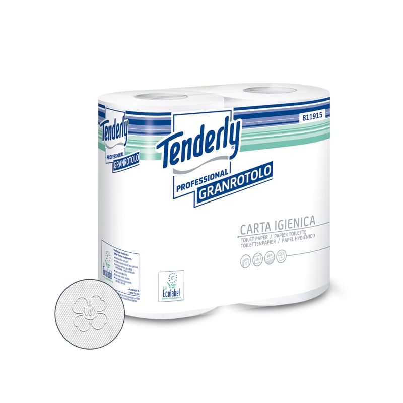 Bancale da 240 confezioni di carta igienica Tenderly 4 rotoli 2 veli 