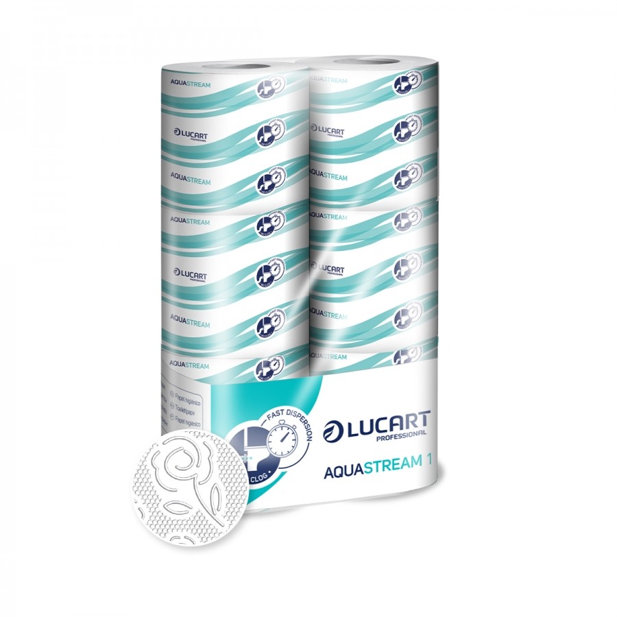 Imballo da 12 confezioni di Aquastream 1 carta igienica