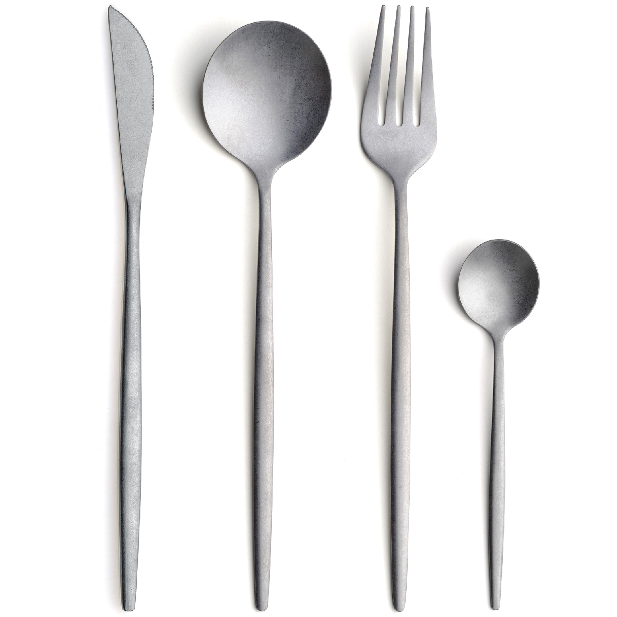 Set posate 24 pz (6 coltelli, 6 forchette, 6 cucchiai, 6 cucchiaini) in acciaio PVD - Gourmet