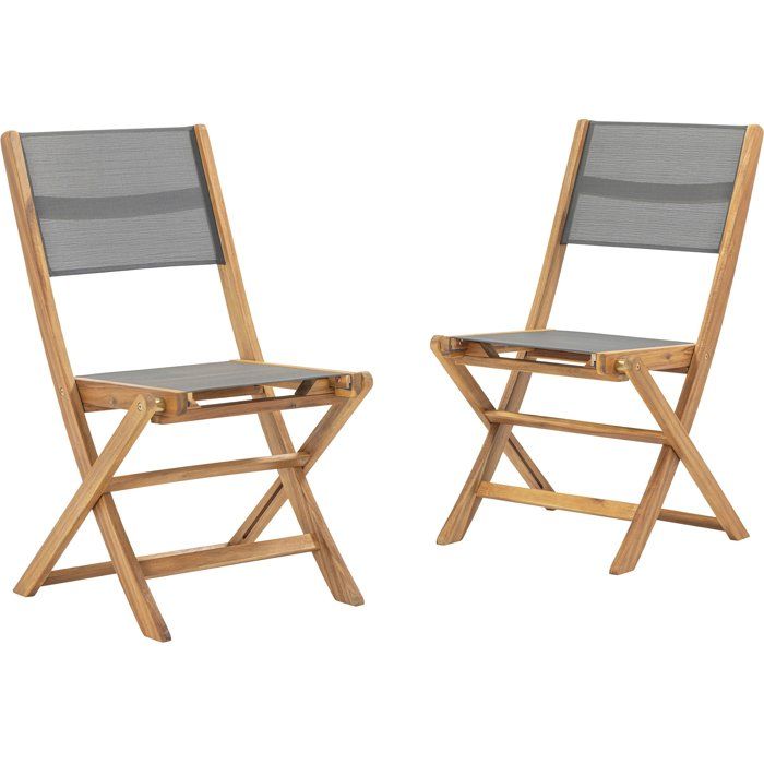Set di 2 sedie in legno di acacia FSC e textilene - Grigio