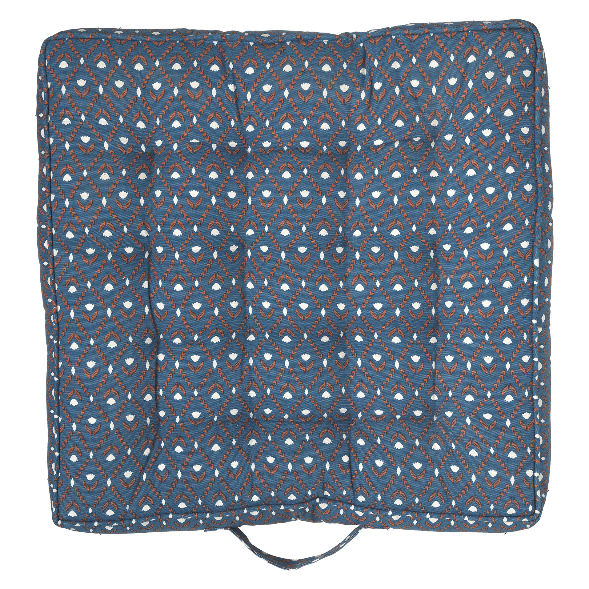 Cuscino canvas di cotone. Stampa floreale con bordo cucito. Fodera rimovibile e imbottitura in poliestere. 50 x 50 x h 8 cm - Pratum