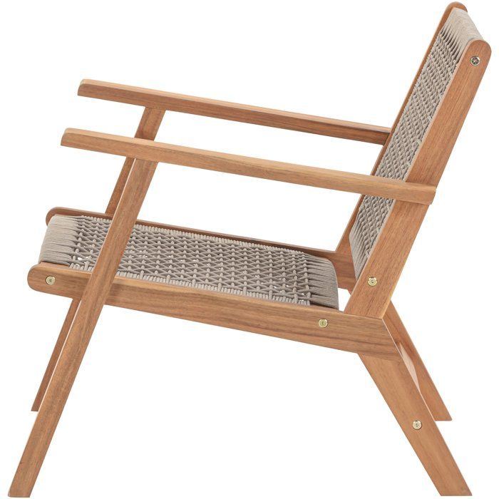 Poltroncina bassa in legno FSC Acacia e resina intrecciata - 1 persona - Merida - Verde oliva