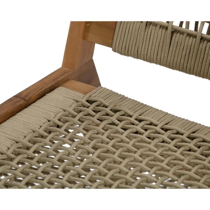 Poltroncina bassa in legno FSC Acacia e resina intrecciata - 1 persona - Merida - Verde oliva