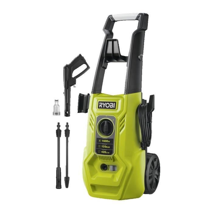 Cleaner ad alta pressione 1600 W 120 bar - 420 L - Flexibile 5 m - serbatoio detergente 0,9 L integrato - Vario Lance - Turbo Lance