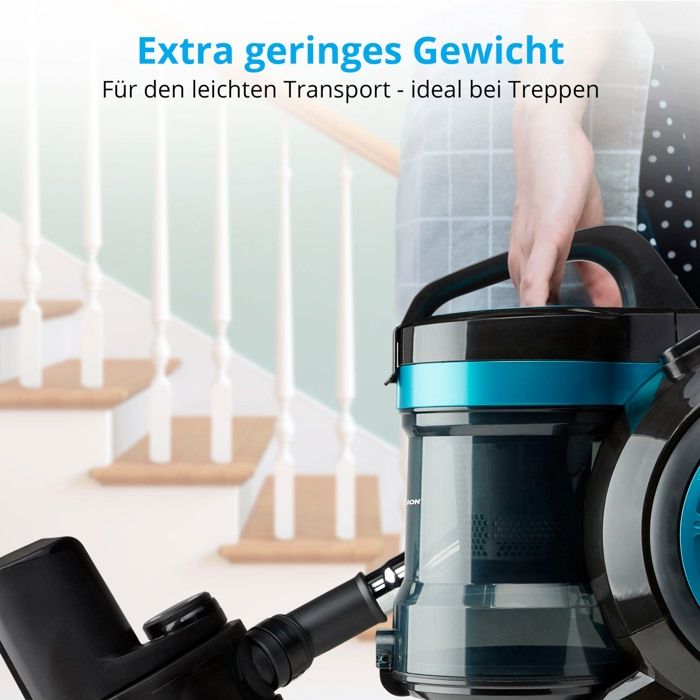 MEDION MD 19407 Aspirapolvere ciclonico senza sacco - Potenza 800W - Capacità contenitore raccogli polvere 2 L - Filtro HEPA - Accessori integrati