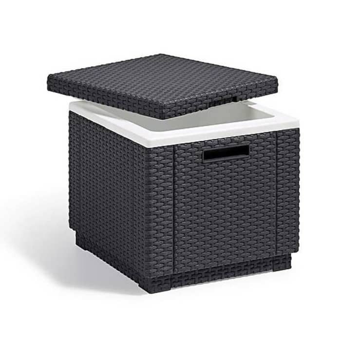 Tavolino da salotto in resina intrecciata ALLIBERT - Grigio