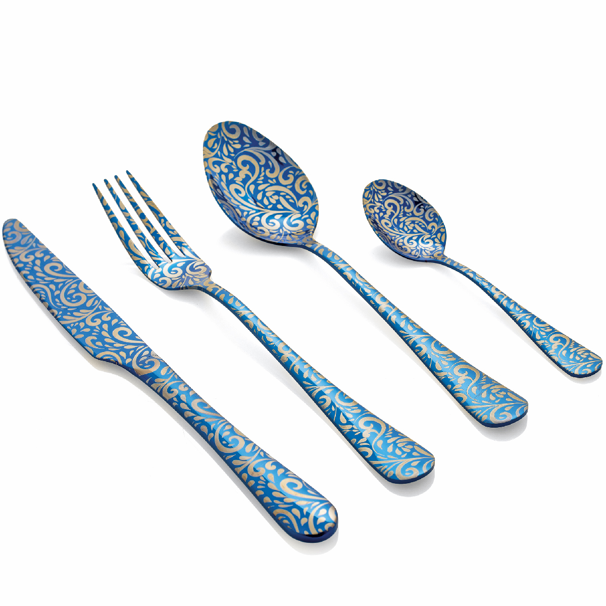 Set posate tavola 24 pz in acciaio PVD lucido - Arabesque