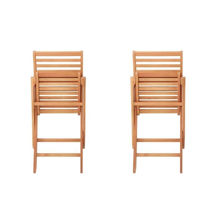 Set di 2 sedie pieghevoli da giardino in eucalipto FSC - 57,5x46,5x90cm