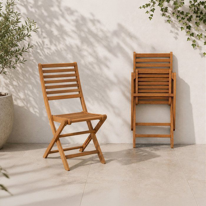 Set di 2 sedie pieghevoli da giardino in eucalipto FSC - 57,5x46,5x90cm
