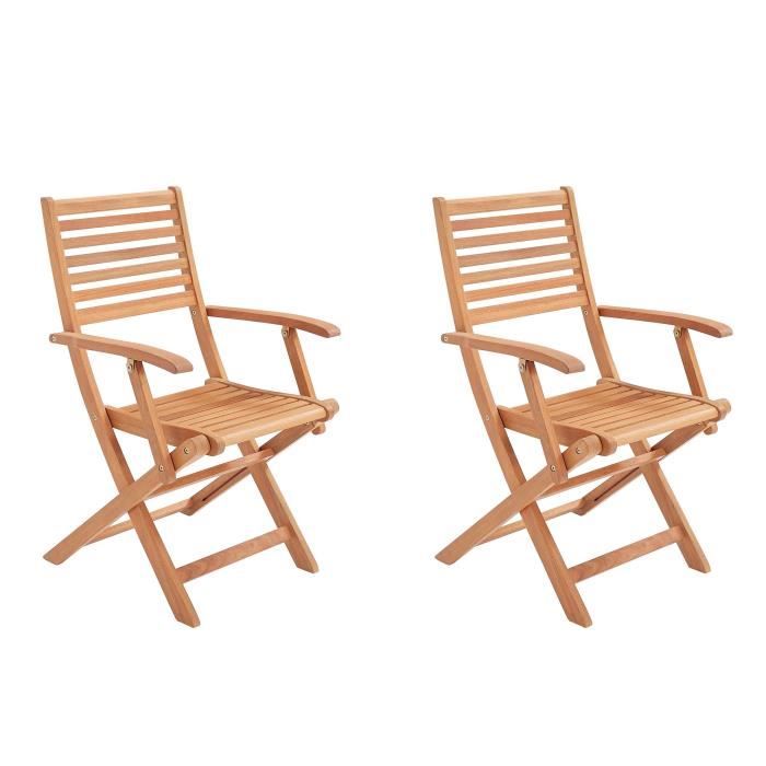 Set di 2 sedie da giardino pieghevoli in eucalipto FSC - 57,5x56x90cm
