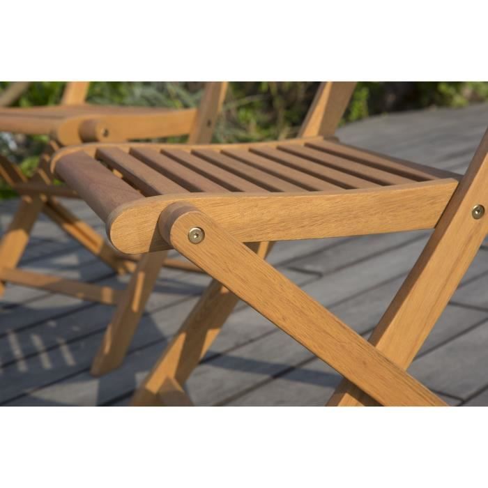 Set di 2 sedie pieghevoli da giardino in eucalipto FSC - 57,5x46,5x90cm