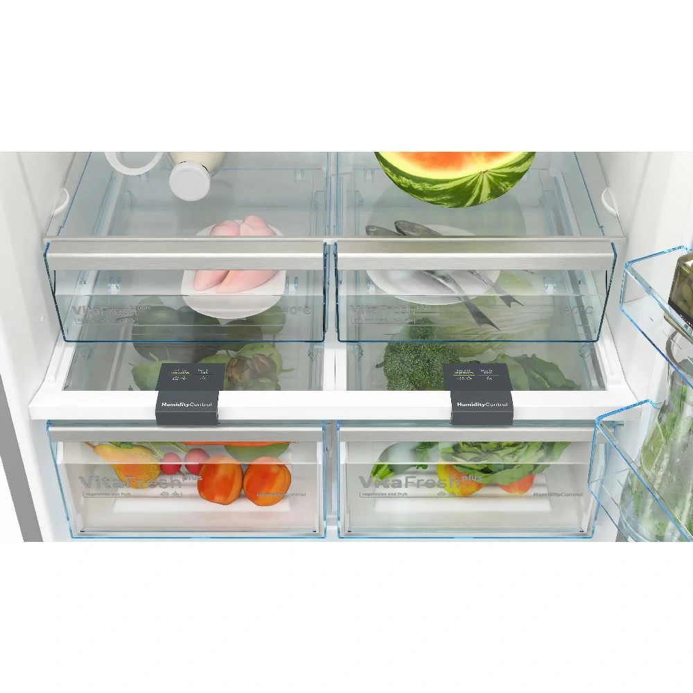 Frigorifero a libera installazione combinato Bosch 631 LT E TOTAL NO FROST 86 CM ACCIAIO KGN86VIEA