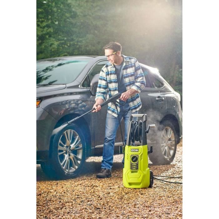 Cleaner ad alta pressione 2000 W 150 bar 450 L - 8M flessibile, bobina, serbatoio da 0,9 L, lance (vario -turbo), spazzola rotante