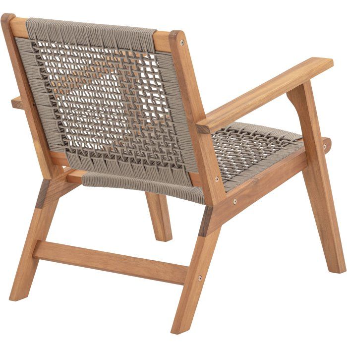 Poltroncina bassa in legno FSC Acacia e resina intrecciata - 1 persona - Merida - Verde oliva