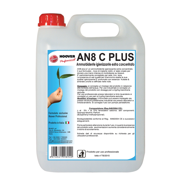 Ammorbidente Bio igienizzante extra concentrato AN8 C tanica da 5 Lt.