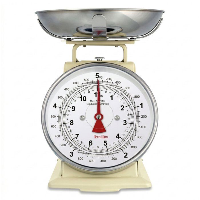 Bilancia da cucina meccanica - TERRAILLON - TRAD 500 Creme - Capacità 5 Kg - Stile retrò - Vaschetta 1 L