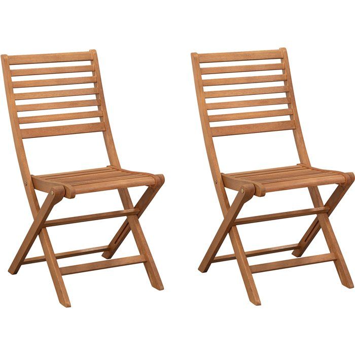 Set di 2 sedie pieghevoli da giardino in eucalipto FSC - 57,5x46,5x90cm