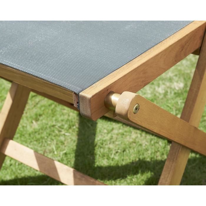 Set di 2 sedie in legno di acacia FSC e textilene - Grigio