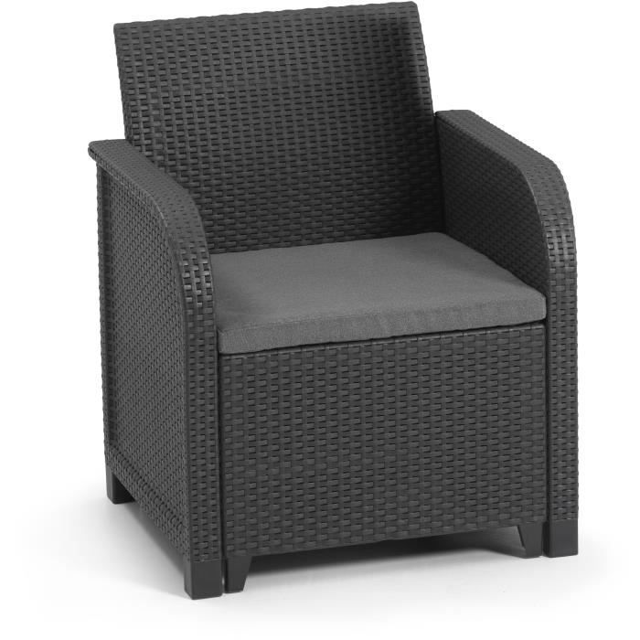 ALLIBERT by KETER - Poltrona SanRemo - imitazione rattan intrecciato - grigio grafite